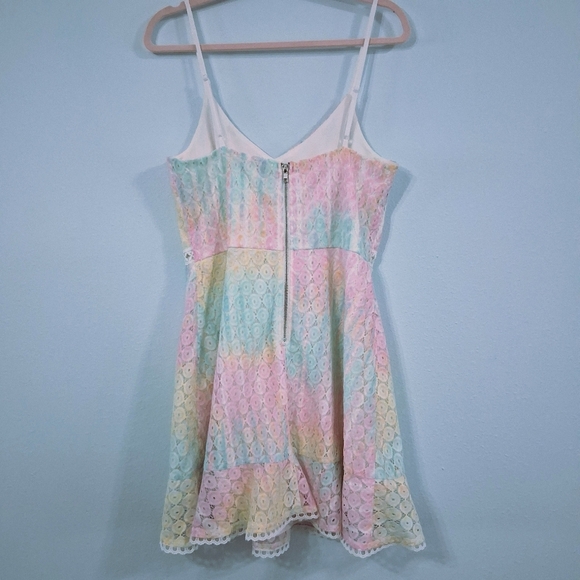 Pastel Fairy Dress Rainbow Lace Adjustable Straps Lined Zipper Back Pink Blue XL - Picture 5 of 13